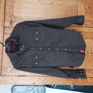 Twenty X Flower Pattern Black & cream Western Snap Down Shirt Small EUC